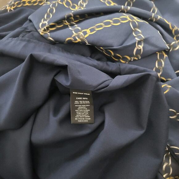 Who What Wear Women's Dress Navy Gold Chains Tie Waist 3X - Picture 7 of 7